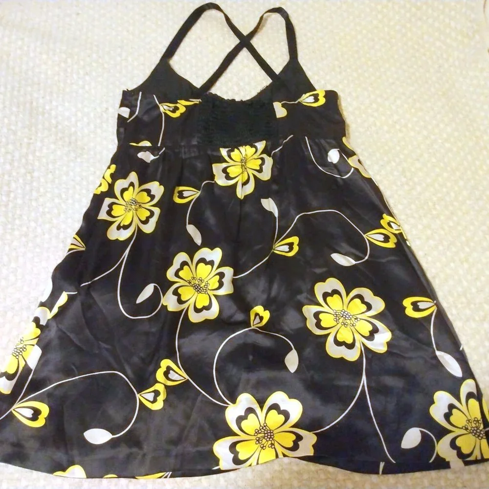 INC Bold Black Floral Silk Cocktail Dress 14 Garden Party Wedding Guest Y2K - Picture 7 of 11